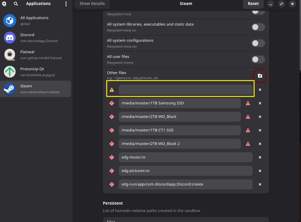 button to click to add a drive to Steam