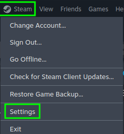 how to get to Steam Settings
